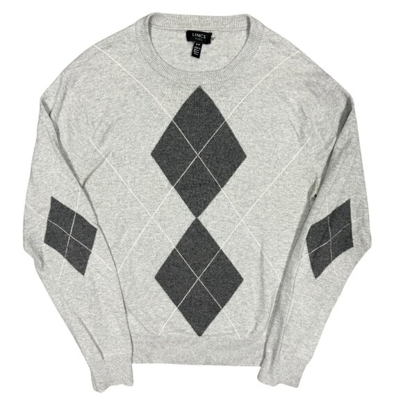 Lincs DC & Co Cotton Wool Blend Knit Sweater Crewneck Diamond Pullover Small - Picture 1 of 7